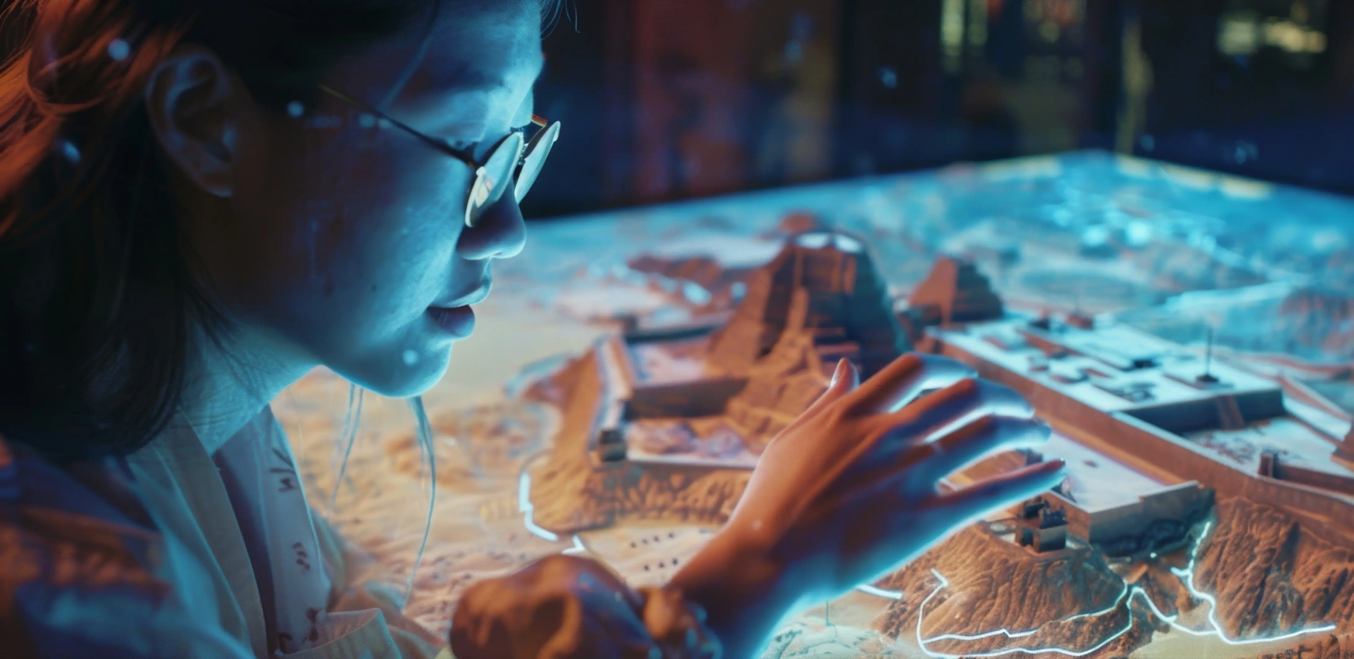 Studierende nutzen Augmented-Reality-Technologie, um eine virtuelle Rekonstruktion einer untergegangenen Zivilisation zu erkunden.